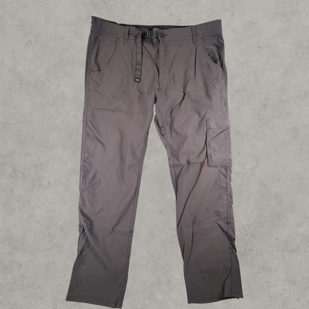 Prana Zion Slim Fit Hiking Pants Mens 38x30 Charcoal Gray Stretch Cargo Outdoor
